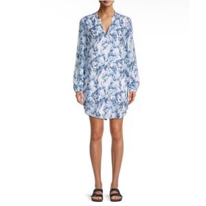 Cloth & Stone Indigo Foliage Floral Leaf-Print Shift Mini Dress NWT Size Small